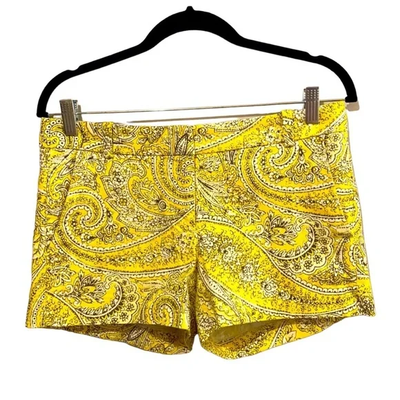 J. Crew Yellow Paisley Shorts - Picture 1 of 6